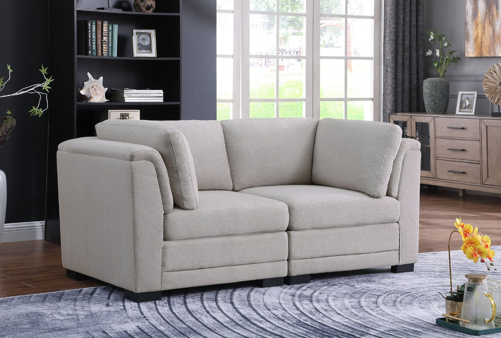 English Elm Kristin Low Profile Linen Loveseat with Pocket Coil Support for Modern Living Rooms B061S00232