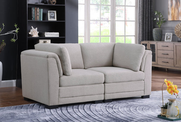 English Elm Kristin Low Profile Linen Loveseat with Pocket Coil Support for Modern Living Rooms B061S00232