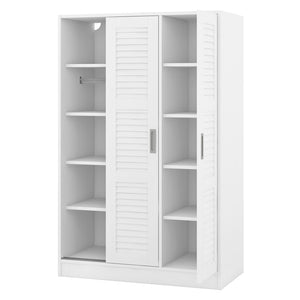 English Elm 3-door Shutter Wardrobe White Mdf Freestanding Bedroom Storage with Hanging Rail LP006003AAK
