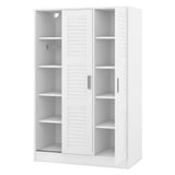 Hearth and Haven Ian 3 Shutter Door Wardrobe with Shelves, White LP006003AAK