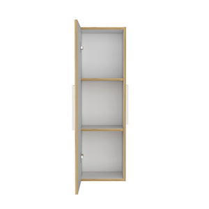 English Elm Medicine Cabinet Hazelton with Open Lower Shelves and Interior Storage, Easy Assembly, Durable Finish White + Light Oak B092122856