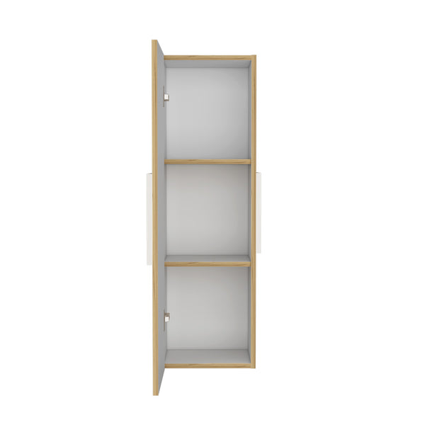 English Elm Medicine Cabinet Hazelton with Open Lower Shelves and Interior Storage, Easy Assembly, Durable Finish White + Light Oak B092122856