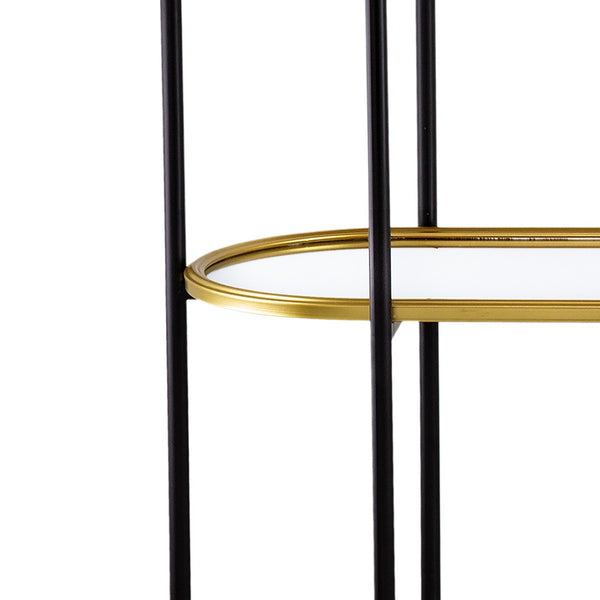 English Elm 48.5x16.5x50" 3-tier Iron Console Table Mirrored Shelves Gold Rim Glam Entryway W2078125787