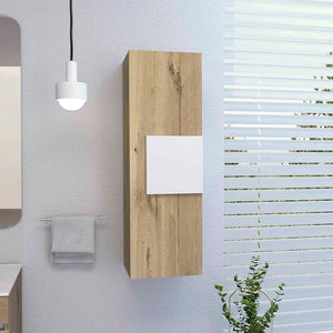 English Elm Medicine Cabinet Hazelton with Open Lower Shelves and Interior Storage, Easy Assembly, Durable Finish White + Light Oak B092122856