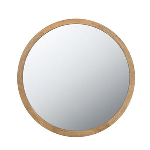English Elm 19.5" Round Iron Wall Mirror with Rope Strap Hanger for Bathroom or Entryway W2078124340