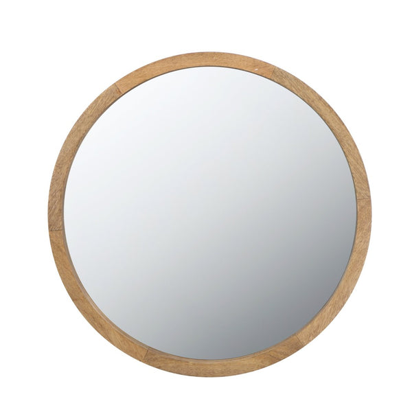 English Elm 19.5" Round Iron Wall Mirror with Rope Strap Hanger for Bathroom or Entryway W2078124340