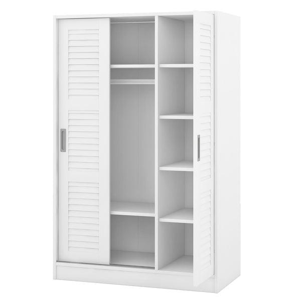 English Elm 3-door Shutter Wardrobe White Mdf Freestanding Bedroom Storage with Hanging Rail LP006003AAK