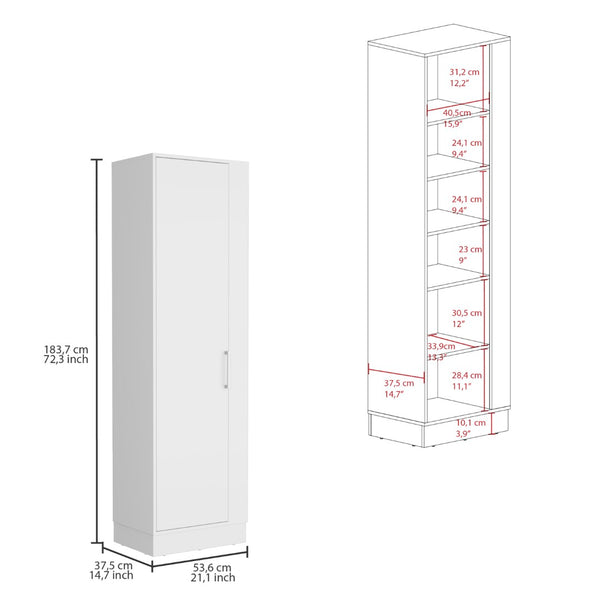 English Elm Storage Cabinet Manika: Stylish White Organizer With Single Door & Versatile Shelves For Any Room B092123124-GIGA