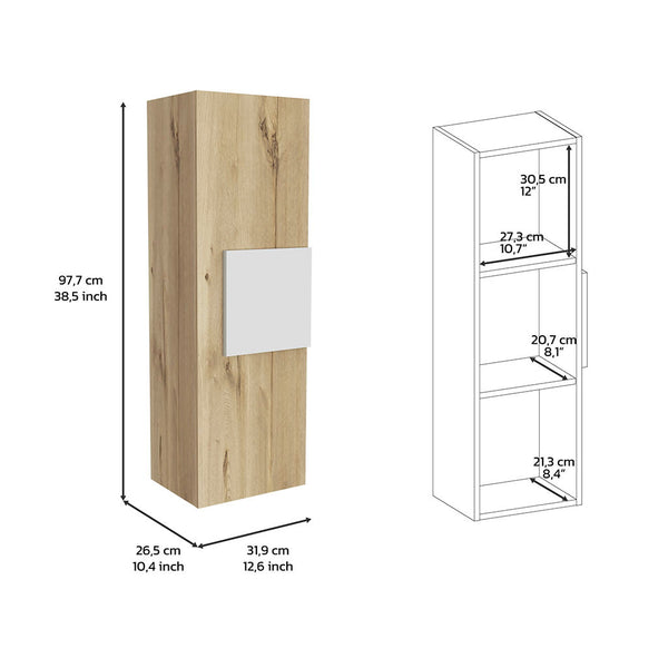 English Elm Medicine Cabinet Hazelton with Open Lower Shelves and Interior Storage, Easy Assembly, Durable Finish White + Light Oak B092122856