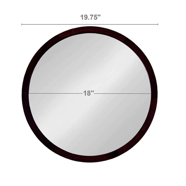English Elm 19.5" Round Iron Wall Mirror with Rope Strap Hanger for Bathroom or Entryway Brown W2078124339
