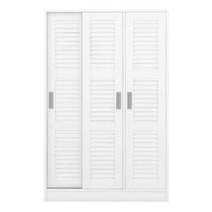 English Elm 3-door Shutter Wardrobe White Mdf Freestanding Bedroom Storage with Hanging Rail LP006003AAK