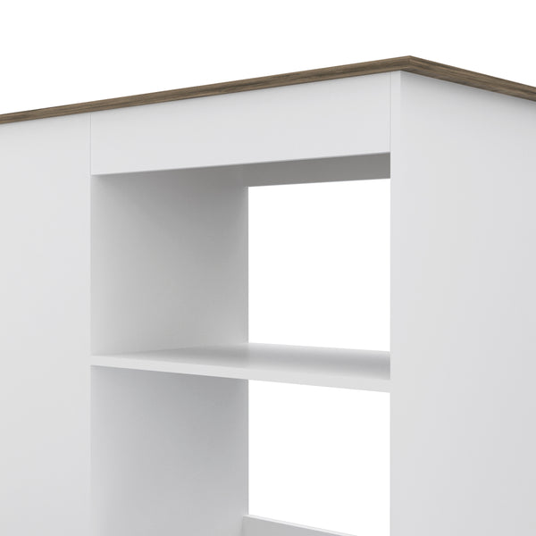 English Elm Kitchen Cart Kamizaze - Mobile Storage With Two Shelves, Four Casters & Three Side Shelves, White/Brown B092122963