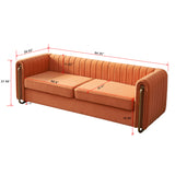 English Elm Contemporary Velvet Sofa Couch 84.25''W For Living Room, Orange