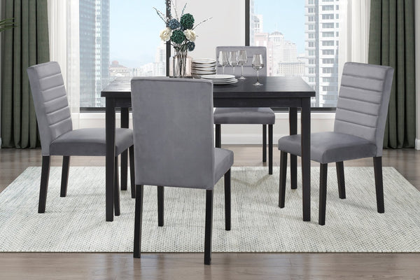 English Elm Gray Velvet Upholstered Side Chairs Set of 2 – Modern Grey Contoured Seats, Black Ash Veneer Legs, Casual Dining Comfort B011125791