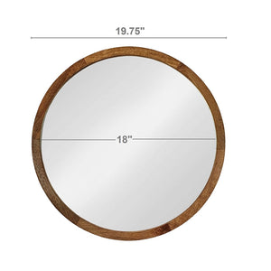 English Elm 19.5" Round Iron Wall Mirror with Rope Strap Hanger for Bathroom or Entryway W2078124340