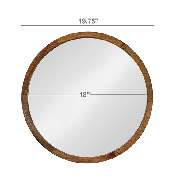 English Elm 19.5" Round Iron Wall Mirror with Rope Strap Hanger for Bathroom or Entryway W2078124340