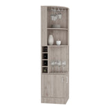 English Elm Bar Cabinet Papprika, 8 Wine Cubbies, Double Door, Light Gray Finish