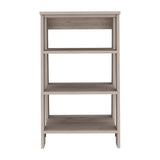 English Elm Linen Cabinet Jenne, Four Open Shelves, Light Gray Finish