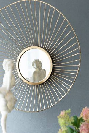English Elm Set of 3 Abstract Sculptural Wall Mirrors with Gold Iron Frames for Glam Decor W2078124330