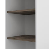 English Elm Kitchen Cart Kamizaze, Two Storage Shelves, Four Casters, Three Side Shelves, White / Dark Brown Finish