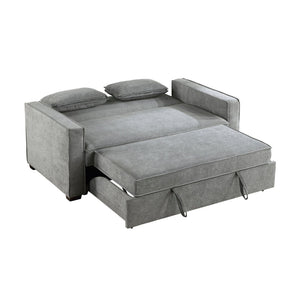 English Elm Modern Gray Fabric Sleeper Sofa Solid Wood Frame Pull Out Bed Click Clack Mechanism B011125789