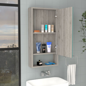 English Elm Medicine Cabinet Irvine - Stylish Light Gray Finish With Mirror & Smart Shelving For Organized Storage B092122956