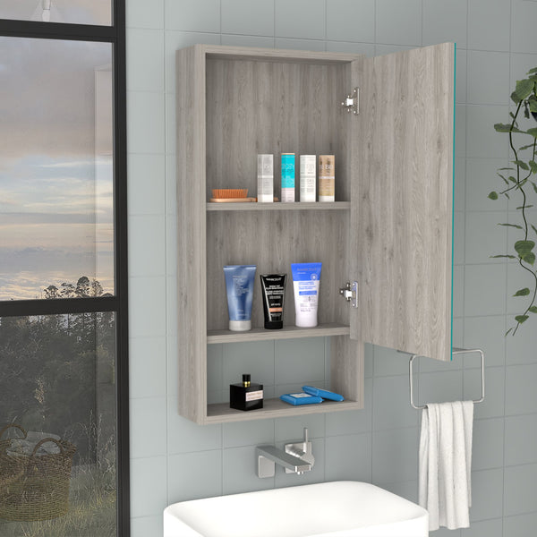 English Elm Medicine Cabinet Irvine - Stylish Light Gray Finish With Mirror & Smart Shelving For Organized Storage B092122956