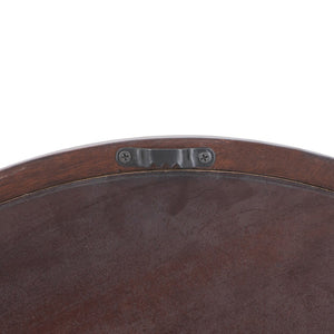English Elm 19.5" Round Iron Wall Mirror with Rope Strap Hanger for Bathroom or Entryway Brown W2078124339
