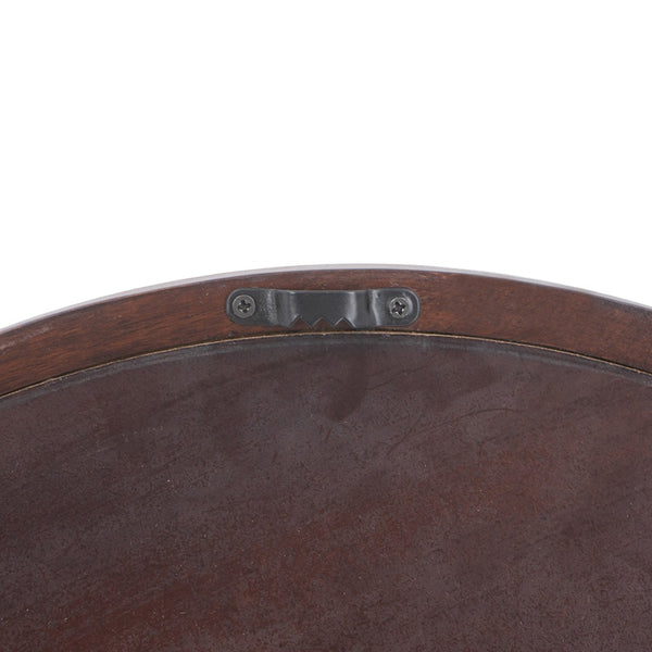 English Elm 19.5" Round Iron Wall Mirror with Rope Strap Hanger for Bathroom or Entryway Brown W2078124339