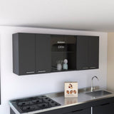 Contemporary Wall Cabinet: 4 Shelves, Black Wengue Finish - Sleek Design & Ample Storage