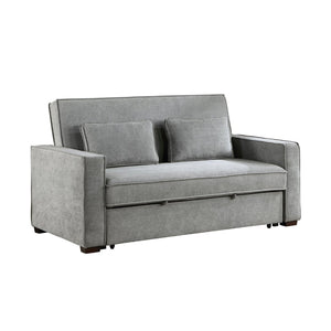 English Elm Modern Gray Fabric Sleeper Sofa Solid Wood Frame Pull Out Bed Click Clack Mechanism B011125789