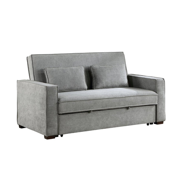 English Elm Modern Gray Fabric Sleeper Sofa Solid Wood Frame Pull Out Bed Click Clack Mechanism B011125789