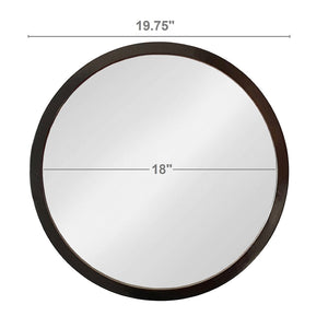English Elm 19.5" Round Iron Wall Mirror with Rope Strap Hanger for Bathroom or Entryway Black W2078124341