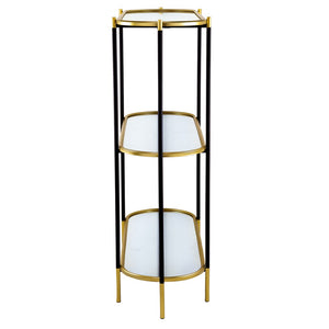 English Elm 48.5x16.5x50" 3-tier Iron Console Table Mirrored Shelves Gold Rim Glam Entryway W2078125787