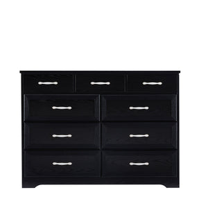 English Elm Bedroom 9-Drawer Long Dresser with Antique Handles - Spacious Wood Chest for Hallway, Kids Room, Entryway Black W1162141860
