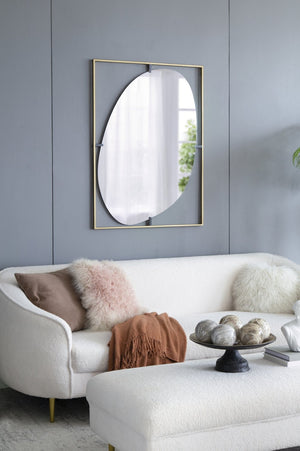 English Elm 29.5" Round Wall Mirror Black Iron Frame Rope Strap Industrial Minimalist Bathroom Decor W2078124325