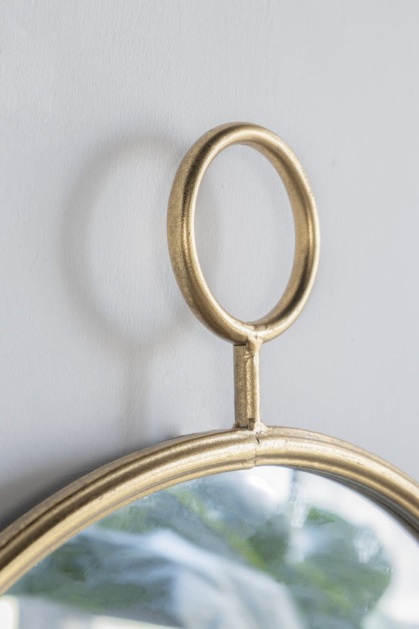 English Elm 26" X 32" Gold Iron Frame Portrait Wall Mirror Sculptural Accent for Entryway W2078124344