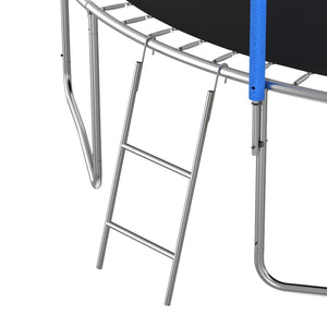 English Elm 12ft Backyard Trampoline with Slide Swings Basketball Hoop and Safety Enclosure Net W285S00019