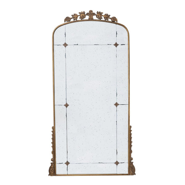 English Elm 76" Arched Full Length Floor Mirror Antique Gold Iron Frame Freestanding Bedroom Accent W2078124335