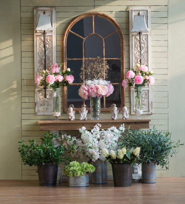 English Elm 34x54.3" Arched Wall Mirror Solid Fir Wood Whitewash Frame Farmhouse Entryway Decor W2078124336