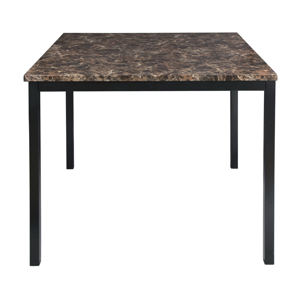 English Elm Counter Counter Height Table with Faux Marble Top, Black Metal Frame 40"x40" Transitional Dining Accent Piece B011125866