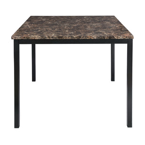 English Elm Counter Counter Height Table with Faux Marble Top, Black Metal Frame 40"x40" Transitional Dining Accent Piece B011125866