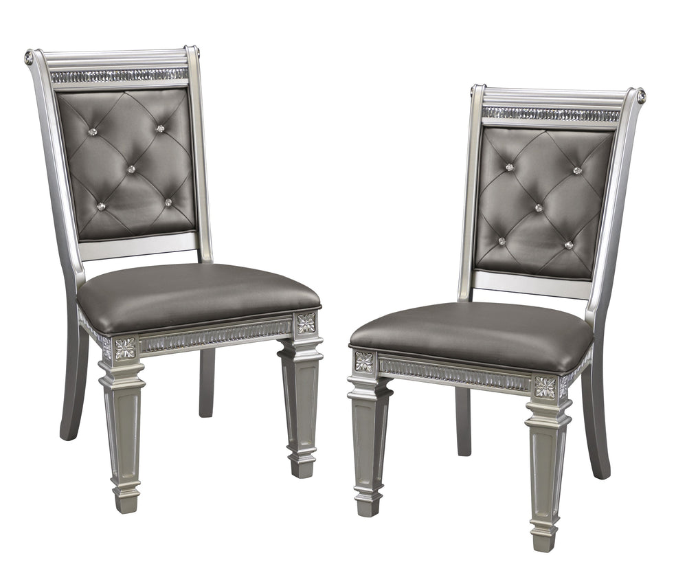 English Elm Modern Modern glam Bevelle dining armchairs set of 2 in dark gray faux leather with wooden legs and luxe trim Silver 43.25 L x 21 W x 15.75 H B011125863