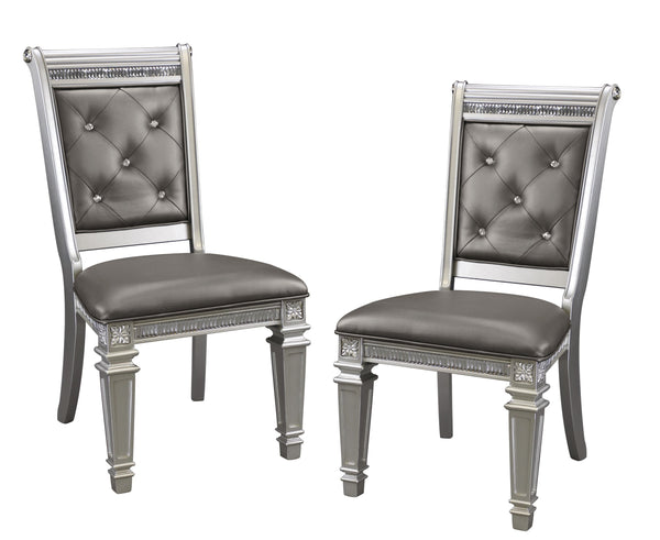 English Elm Modern Modern glam Bevelle dining armchairs set of 2 in dark gray faux leather with wooden legs and luxe trim Silver 43.25 L x 21 W x 15.75 H B011125863