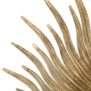 English Elm 28.3" Sunburst Wall Mirror Gold Iron Rays Mid-century Glam Accent for Any Room W2078124328