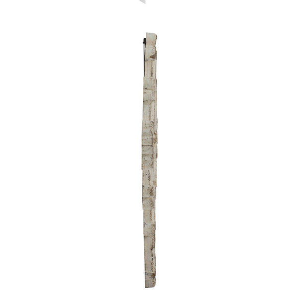 English Elm 30" Diamond Scrollwork Wall Mirror Distressed White Wood Frame Vintage Entryway Accent W2078124361