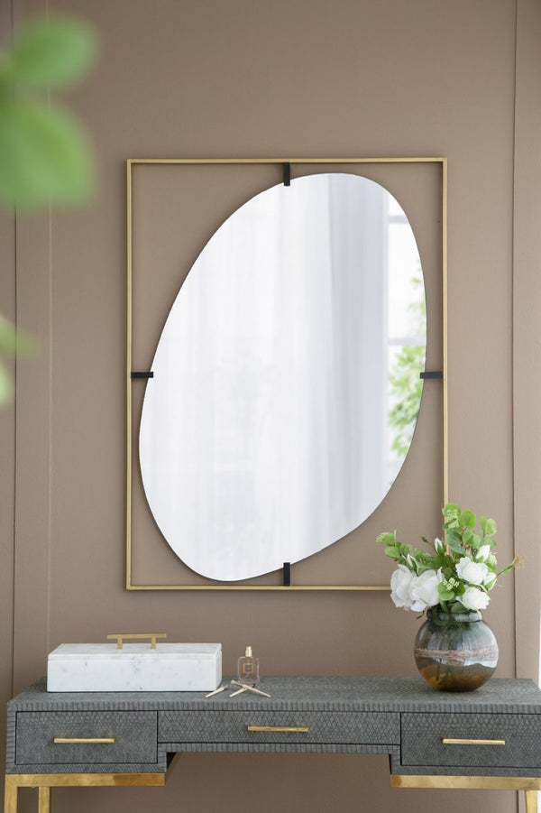 English Elm 29.5" Round Wall Mirror Black Iron Frame Rope Strap Industrial Minimalist Bathroom Decor W2078124325
