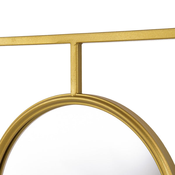 English Elm 3 Convex Triptych Wall Mirrors Gold Iron Frame Art Deco Accent for Living Room W2078124320