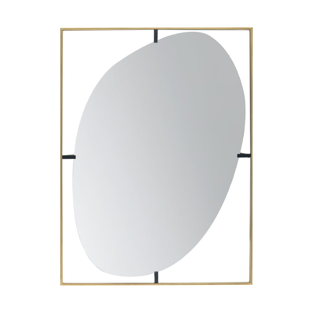 English Elm 29.5" Round Wall Mirror Black Iron Frame Rope Strap Industrial Minimalist Bathroom Decor W2078124325