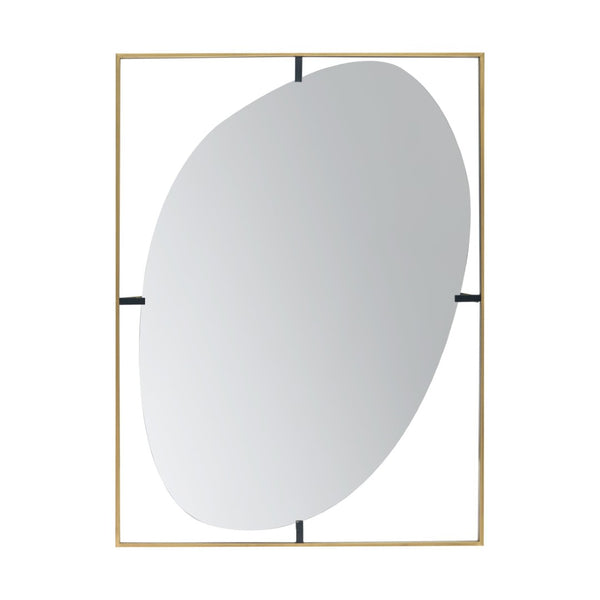 English Elm 29.5" Round Wall Mirror Black Iron Frame Rope Strap Industrial Minimalist Bathroom Decor W2078124325